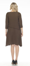 Load image into Gallery viewer, Olive - Waffle Solid L/S Crew Neck Dress with Sharkbite Hem