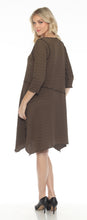 Load image into Gallery viewer, Olive - Waffle Solid L/S Crew Neck Dress with Sharkbite Hem