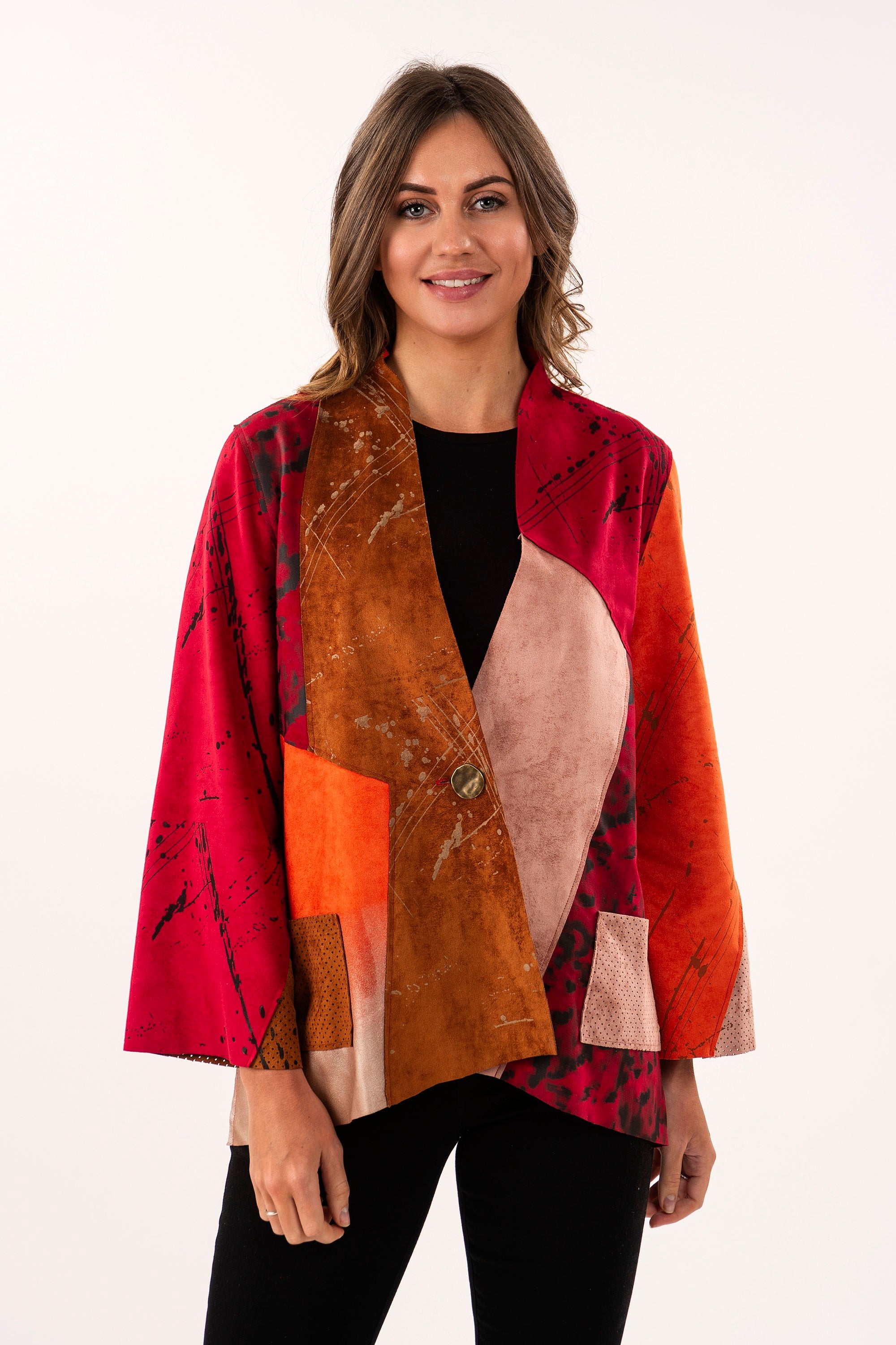 Lemon Grass Hand-Painted Vegan Suede Jacket-$139