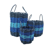 Load image into Gallery viewer, Five Stripe Rope Storage Basket Navy Blue, Blue, Light Blue