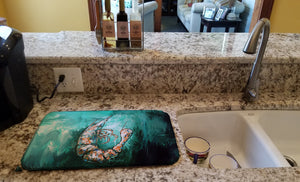 A Touch of Blue Shrimp Dish Drying Mat – Absorbent, Artistic Kitchen Essentials