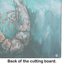 Load image into Gallery viewer, A Touch of Blue Shrimp Glass Cutting Boards – Durable, Decorative Kitchen Art