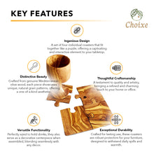 Load image into Gallery viewer, Olive Wood Coaster Puzzle 4-Pcs Set.