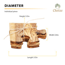 Load image into Gallery viewer, Olive Wood Coaster Puzzle 4-Pcs Set.