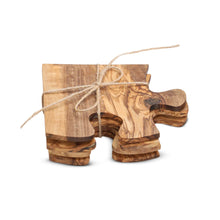 Load image into Gallery viewer, Olive Wood Coaster Puzzle 4-Pcs Set.
