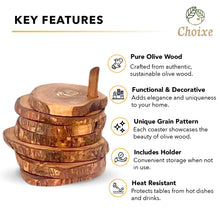 Load image into Gallery viewer, Olive Wood Coaster Set with Holder -7 Pcs