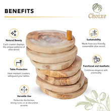 Load image into Gallery viewer, Olive Wood Coaster Set with Holder -7 Pcs