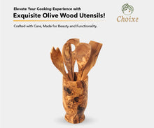 Load image into Gallery viewer, Olive Wood Kitchen Servers Set w/Holder -6 Pcs