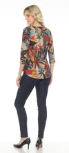 Load image into Gallery viewer, Red Oak Pattern- VNeck Top with 3/4 sleeve and Dolphin Hem
