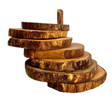 Load image into Gallery viewer, Olive Wood Coaster Set with Holder -7 Pcs
