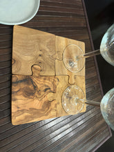 Load image into Gallery viewer, Olive Wood Coaster Puzzle 4-Pcs Set.