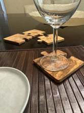 Load image into Gallery viewer, Olive Wood Coaster Puzzle 4-Pcs Set.