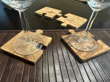 Load image into Gallery viewer, Olive Wood Coaster Puzzle 4-Pcs Set.