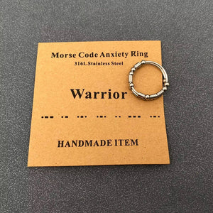 Multi-style Morse Code Stainless Steel Adjustable Ring