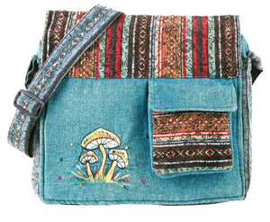 Road Trip Cotton Mushroom Embroidery Crossbody Bag