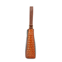 Load image into Gallery viewer, COFFE OR FUSIA SARAH AUPEN SHAPED CROC EMBOSSED SHOULDER BAG