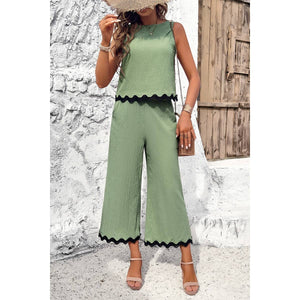 Two Pieces SOLD SEPERATELY Sleeveless Top and Crop Pants with Pockets