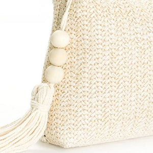 Cosbai - Beige Boho Shoulder Bag With Tassel