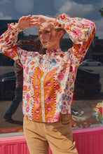 Load image into Gallery viewer, EXCLUSIVE FLORAL BORDER PRINT TOP WITH FLORAL TRIM MTP4097