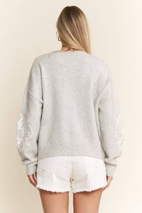 FLORAL EMBROIDERED KNIT SWEATER