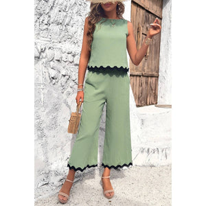 Two Pieces SOLD SEPERATELY Sleeveless Top and Crop Pants with Pockets