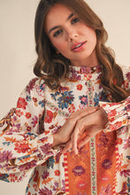 Load image into Gallery viewer, EXCLUSIVE FLORAL BORDER PRINT TOP WITH FLORAL TRIM MTP4097