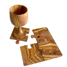 Load image into Gallery viewer, Olive Wood Coaster Puzzle 4-Pcs Set.