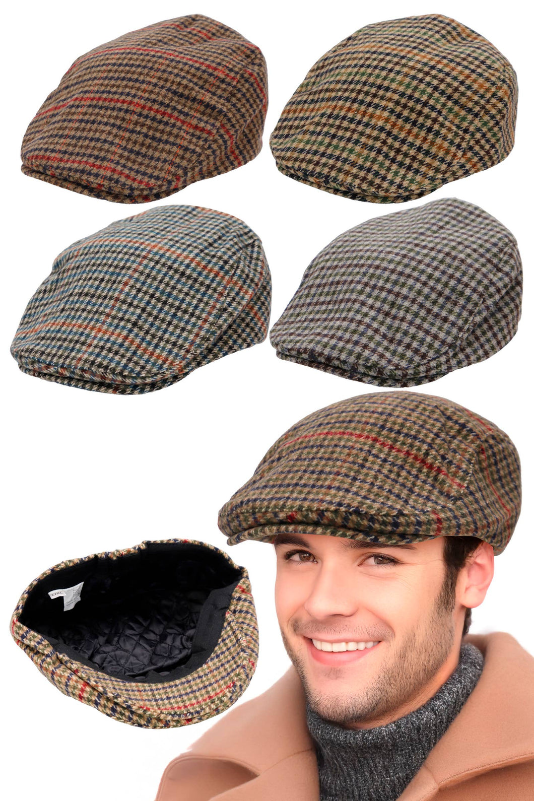 Gun Club Check Wool Viscose Blend Flat Ivy Cap