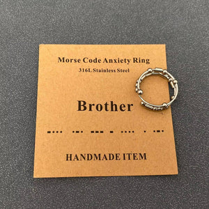 Multi-style Morse Code Stainless Steel Adjustable Ring