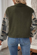 Load image into Gallery viewer, Jungle Green Ribbed Fleece Plaid Print Patchwork Button Up Jacket