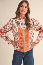 Load image into Gallery viewer, EXCLUSIVE FLORAL BORDER PRINT TOP WITH FLORAL TRIM MTP4097