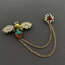 Load image into Gallery viewer, Vintage Look Rhinestone Bee Brooch with Pin Closure