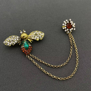 Vintage Look Rhinestone Bee Brooch with Pin Closure