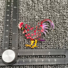 Load image into Gallery viewer, Red Rhinestone Enamel Rooster Brooch