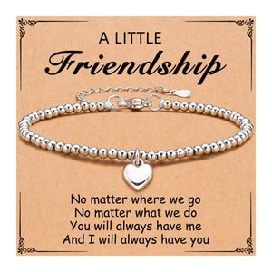 Heart Charm Stainless Steel Bracelet with Blessing Cards