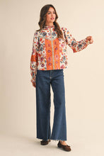 Load image into Gallery viewer, EXCLUSIVE FLORAL BORDER PRINT TOP WITH FLORAL TRIM MTP4097