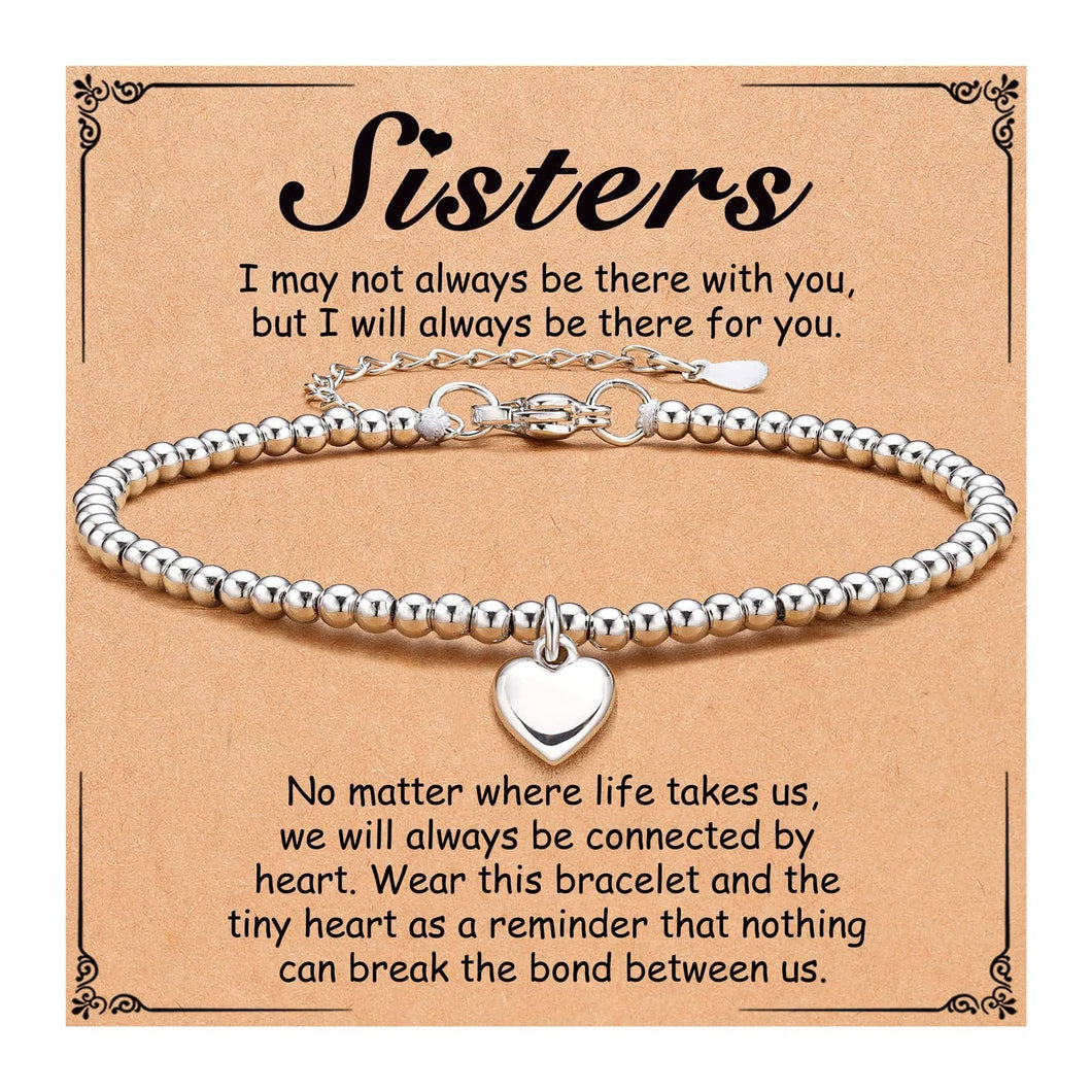 Heart Charm Stainless Steel Bracelet with Blessing Cards
