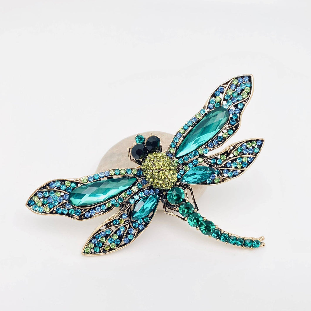 Dragonfly Rhinestone Brooch, Clothes Pin