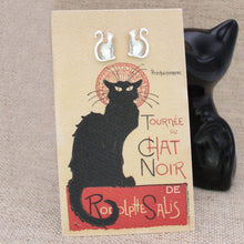 Load image into Gallery viewer, Chat Noir Fine Art Silver Cat Post Earrings