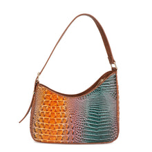 Load image into Gallery viewer, COFFE OR FUSIA SARAH AUPEN SHAPED CROC EMBOSSED SHOULDER BAG