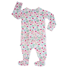 Load image into Gallery viewer, Ladybug Flower Garden Ruffle Baby Footie