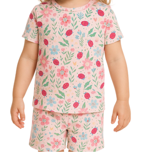 Ladybug Flower Garden Summer Pajama Set
