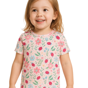 Ladybug Flower Garden Summer Pajama Set