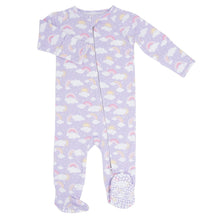 Load image into Gallery viewer, Lavender Rainbows and Clouds Zipper Footie