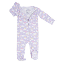 Load image into Gallery viewer, Lavender Rainbows and Clouds Zipper Footie