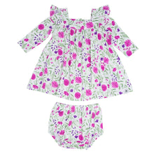 Load image into Gallery viewer, Sweet Purple Flowers Ruffle Dress w/Bloomer