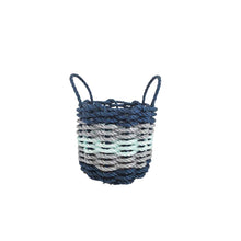 Load image into Gallery viewer, Five Stripe Rope Storage Basket Navy Blue, Light Gray, Seafoam