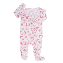 Load image into Gallery viewer, Pink Western Boots Ruffle Baby Footie