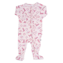 Load image into Gallery viewer, Pink Western Boots Ruffle Baby Footie