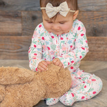 Load image into Gallery viewer, Ladybug Flower Garden Ruffle Baby Footie